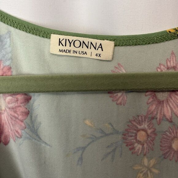 NWT Kiyonna Dress 4X Vienna Maxi Green Floral Slits Stretch Soft Boho Flowy - Picture 6 of 11